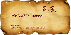 Pádár Barna névjegykártya